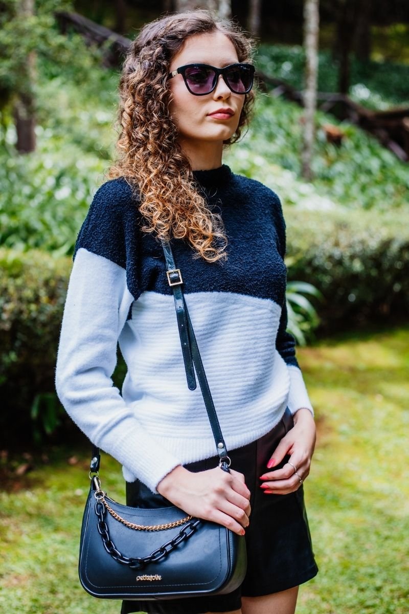 Blusa Tricot Bicolor