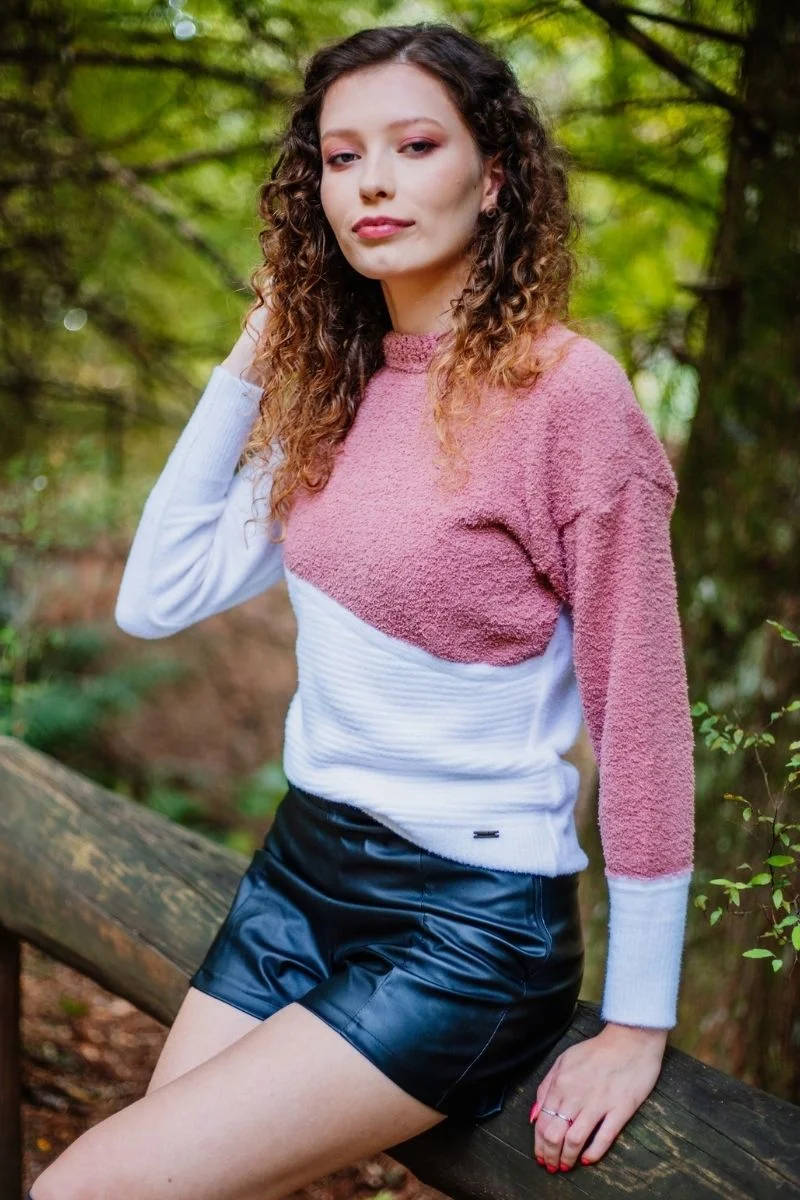 Blusa Tricot Bicolor