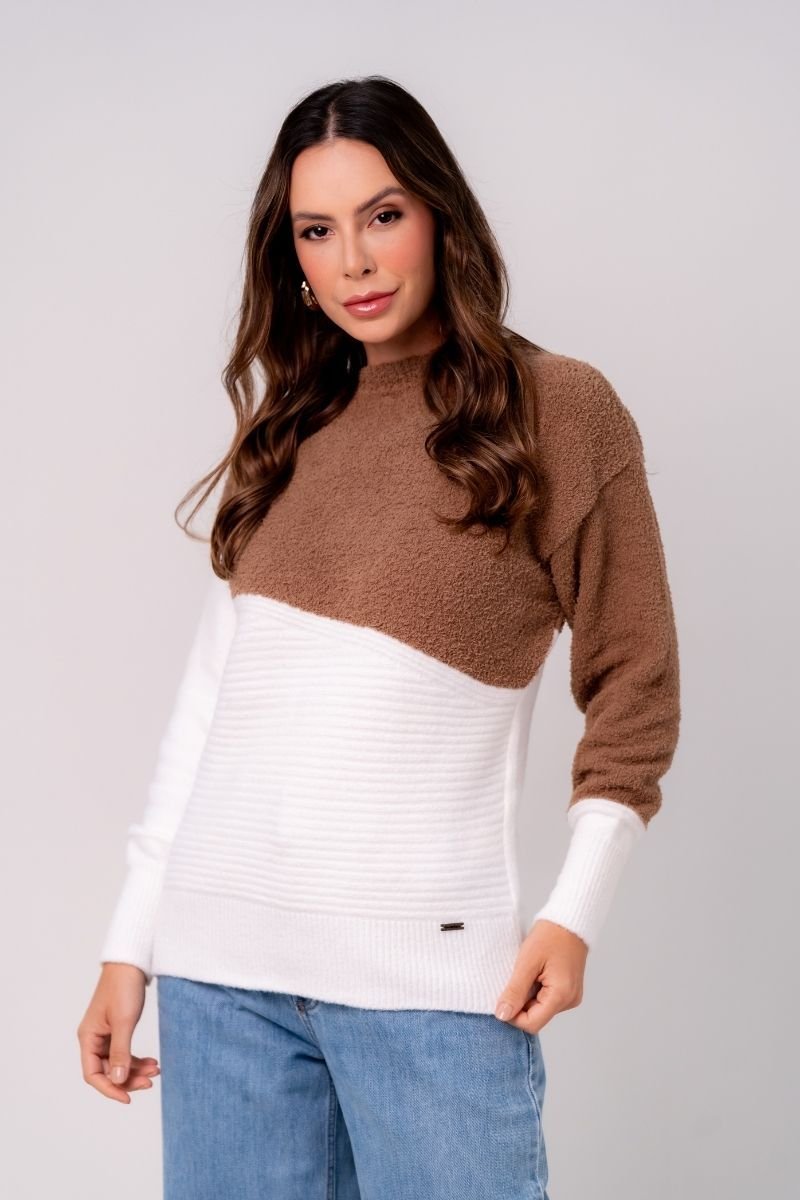 Blusa Tricot Bicolor