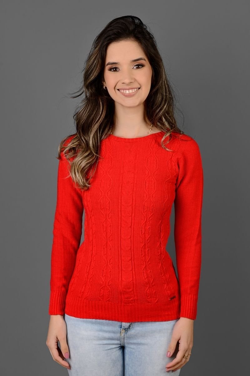 Blusa Tricot Feminina com Gola Redonda