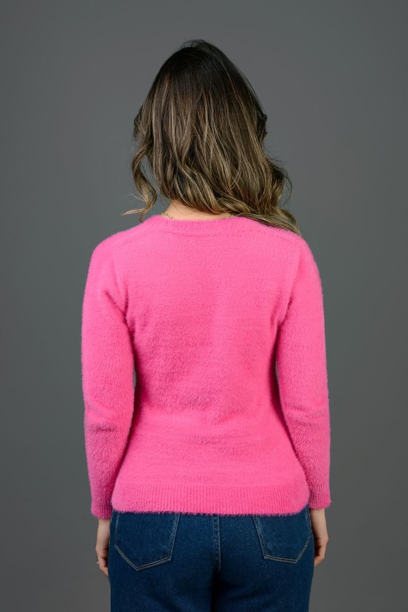 Blusa Tricot Feminina com Gola V