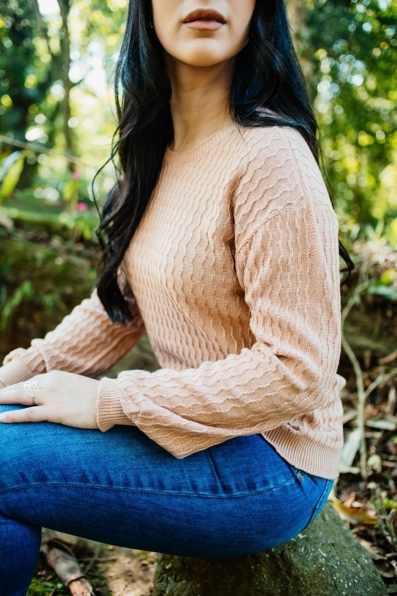 Blusa Tricot Feminina com Manga Bufante