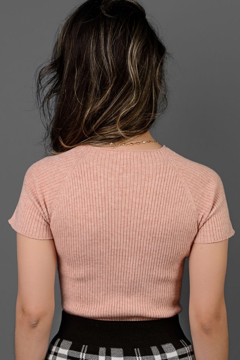 Blusa Tricot Feminina Manga Curta