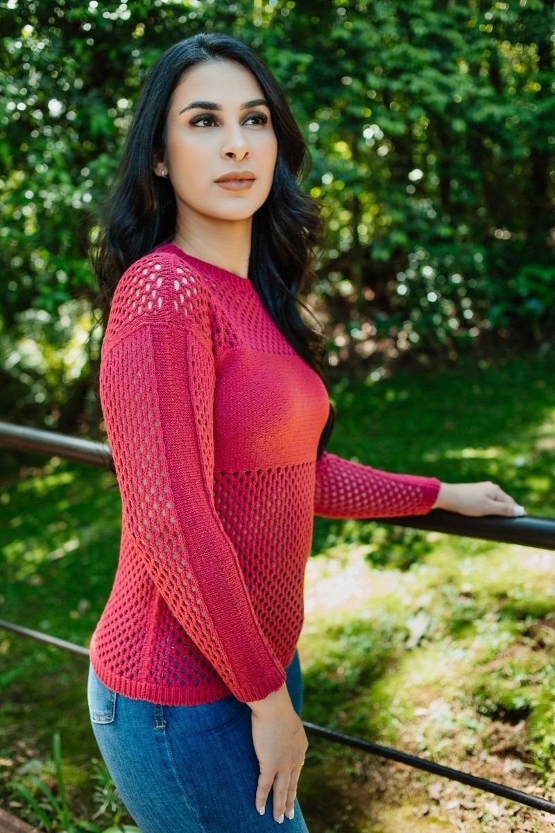 Blusa Tricot Feminina Modal Rendada