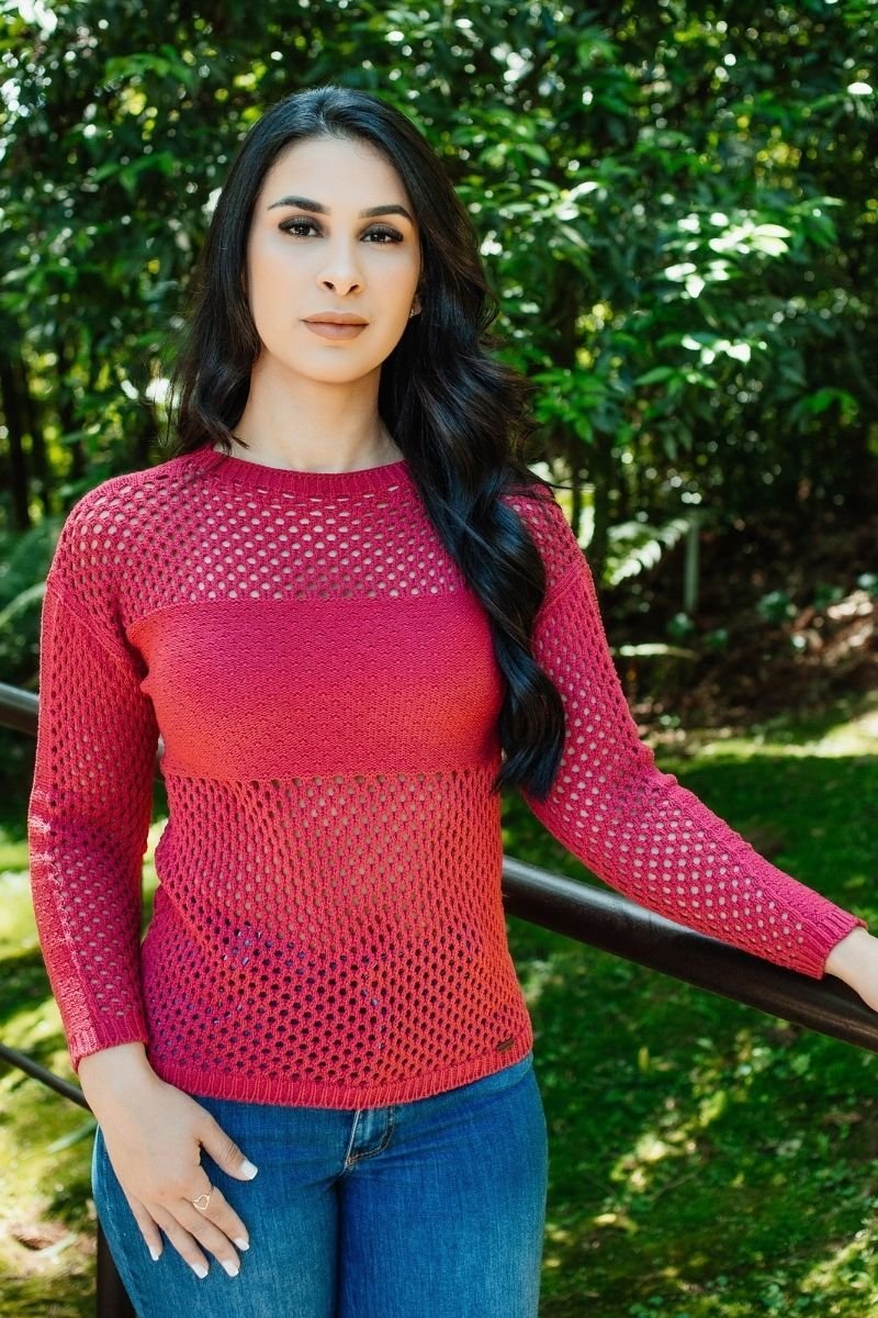 Blusa Tricot Feminina Modal Rendada