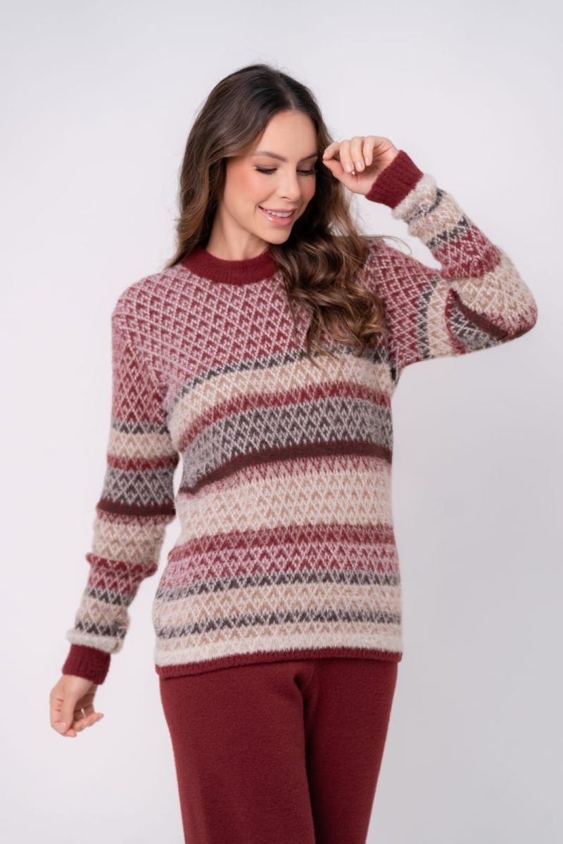 Blusa Tricot Jacquard Glamour