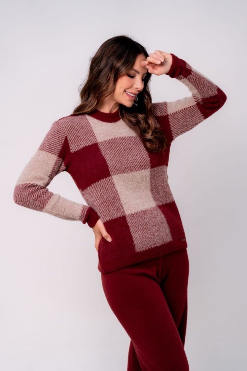 Blusa Tricot Xadrez Glam Alpaca