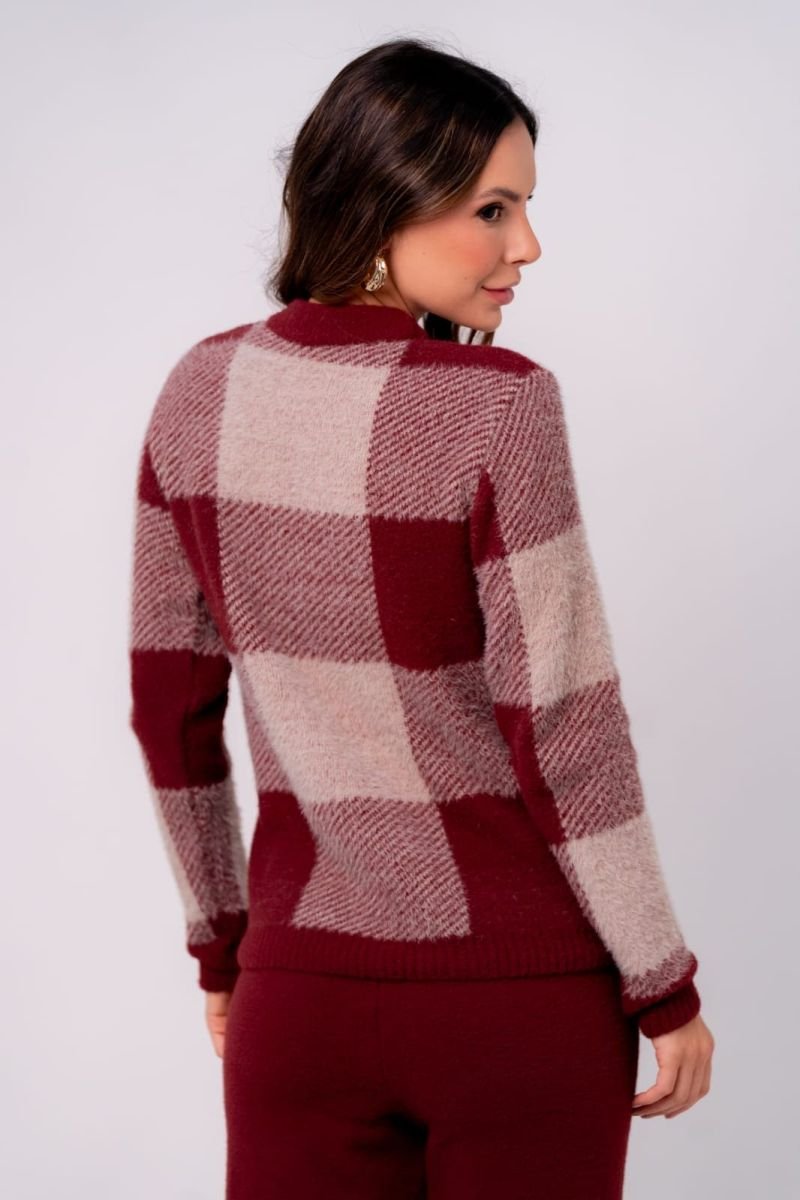 Blusa Tricot Xadrez Glam Alpaca