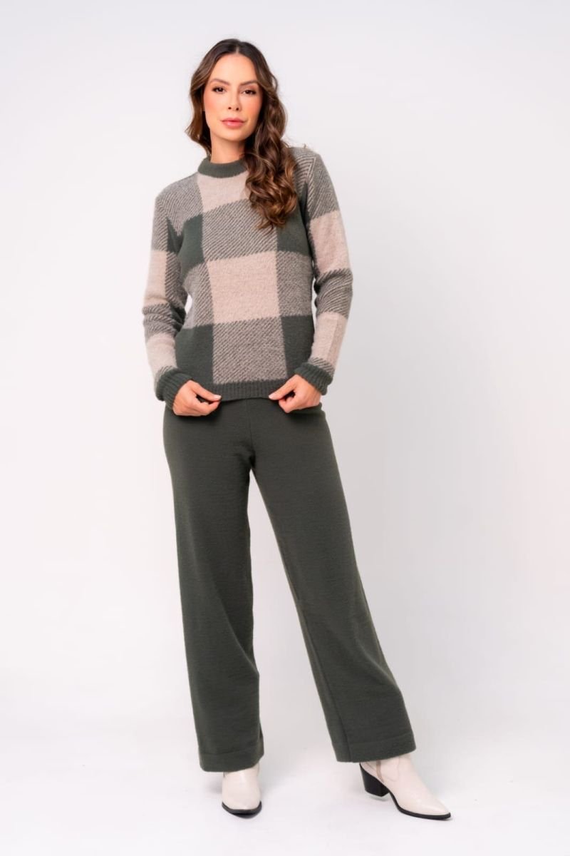 Blusa Tricot Xadrez Glam Alpaca