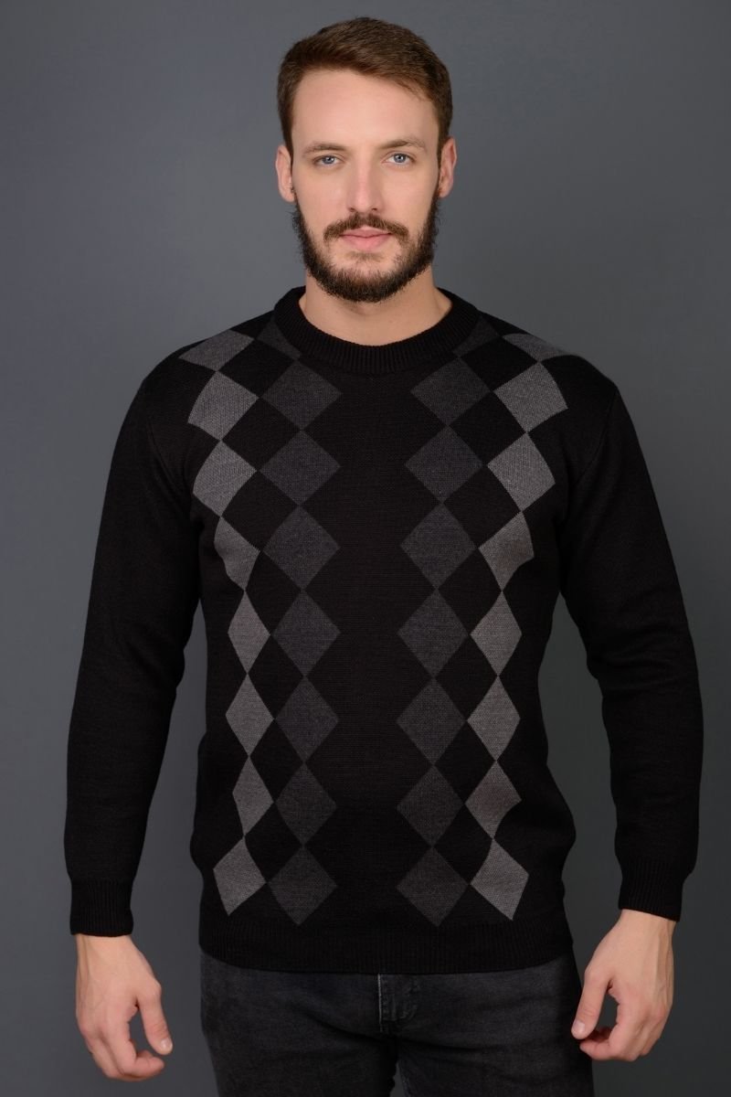 Blusão Masculino Losangos Gola Redonda