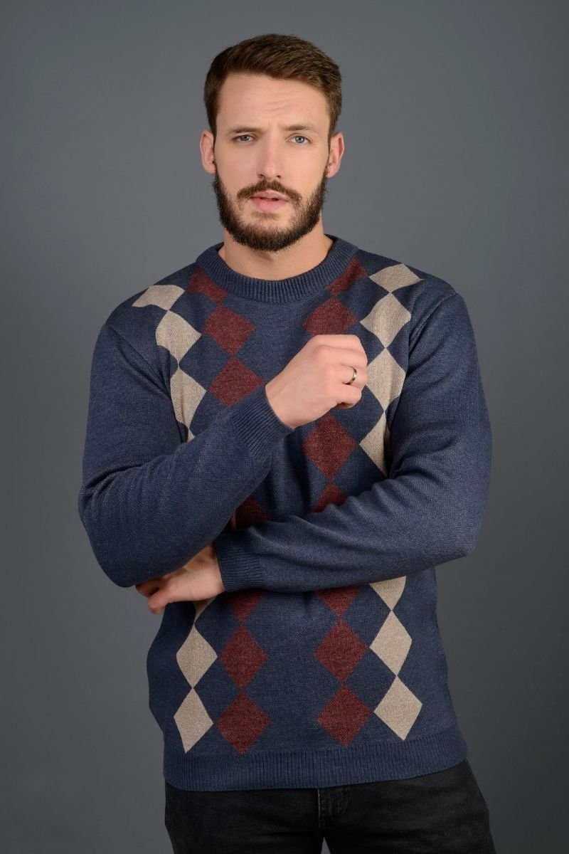 Blusão Masculino Losangos Gola Redonda