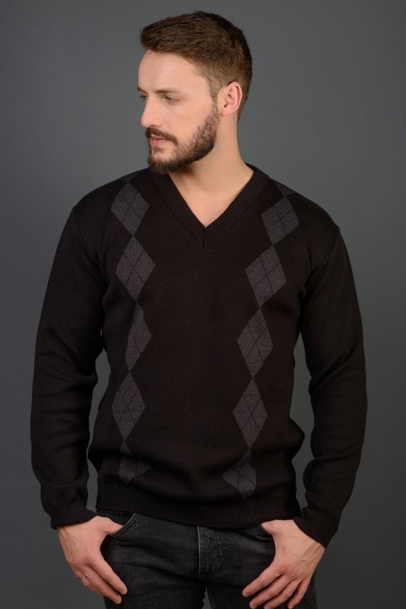 Blusão Masculino Losangos Gola V