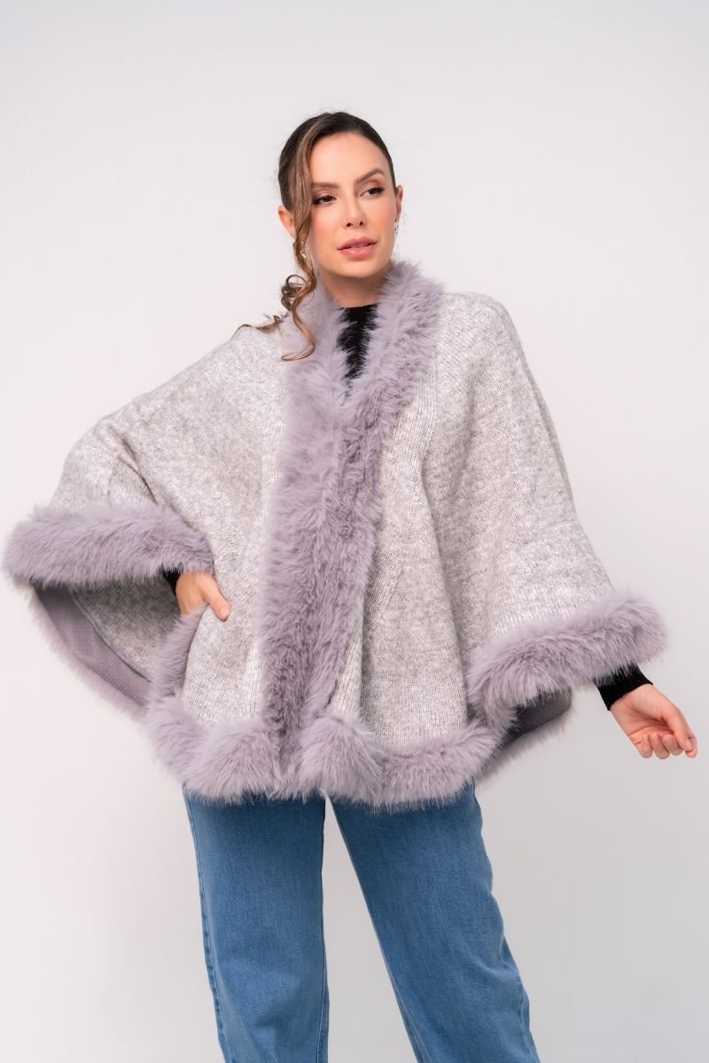 Capa Tricot Lisa com Pele