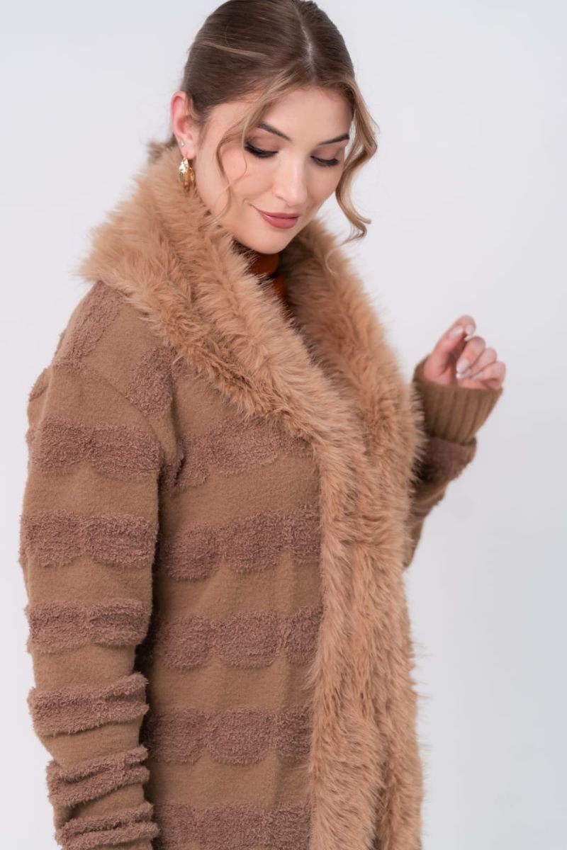 Casaco Tricot Elegance com Pele