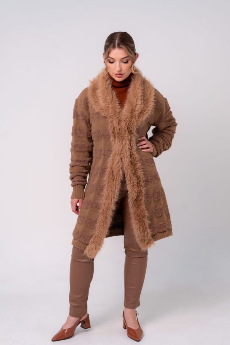 Casaco Tricot Elegance com Pele