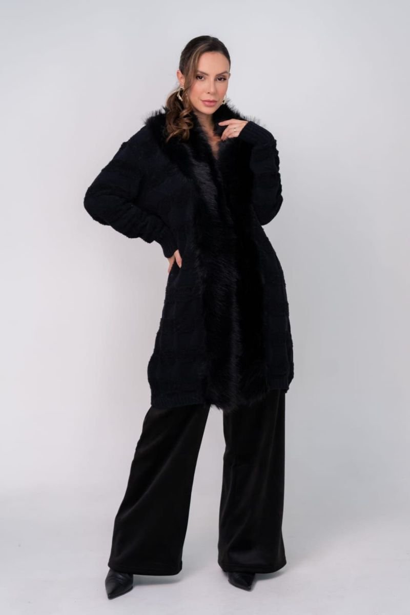 Casaco Tricot Elegance com Pele