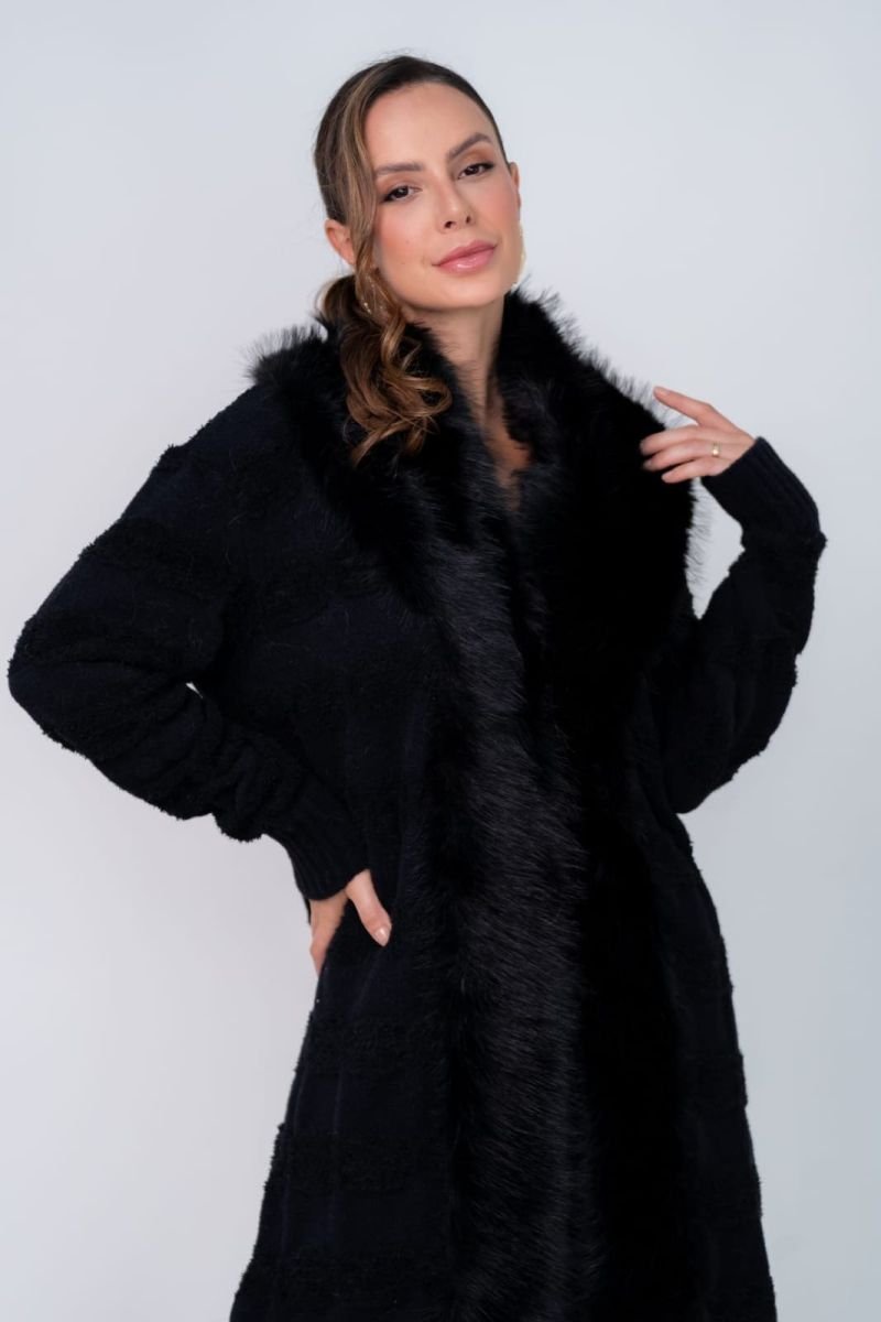 Casaco Tricot Elegance com Pele