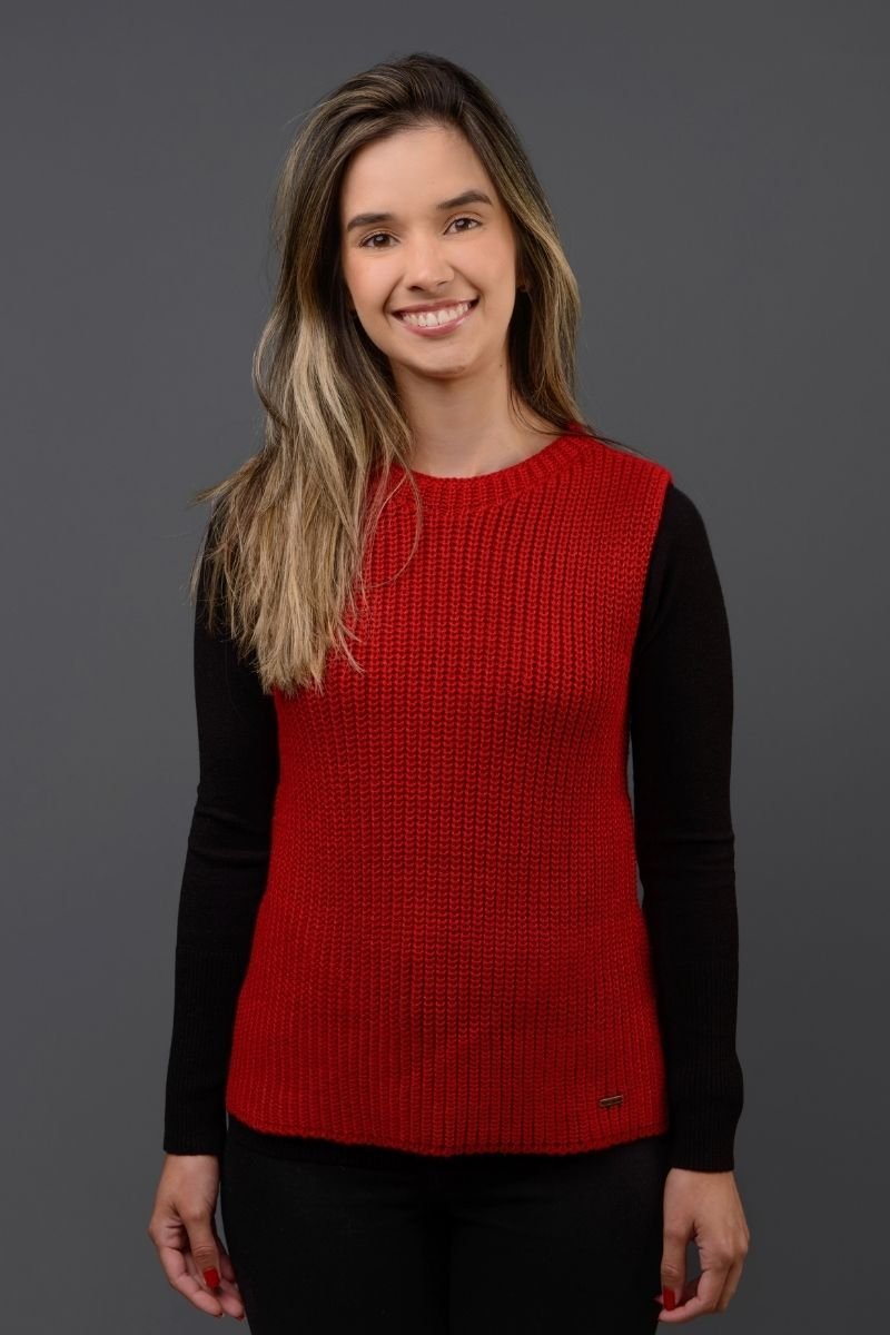 Colete Tricot Perolado Gola Redonda