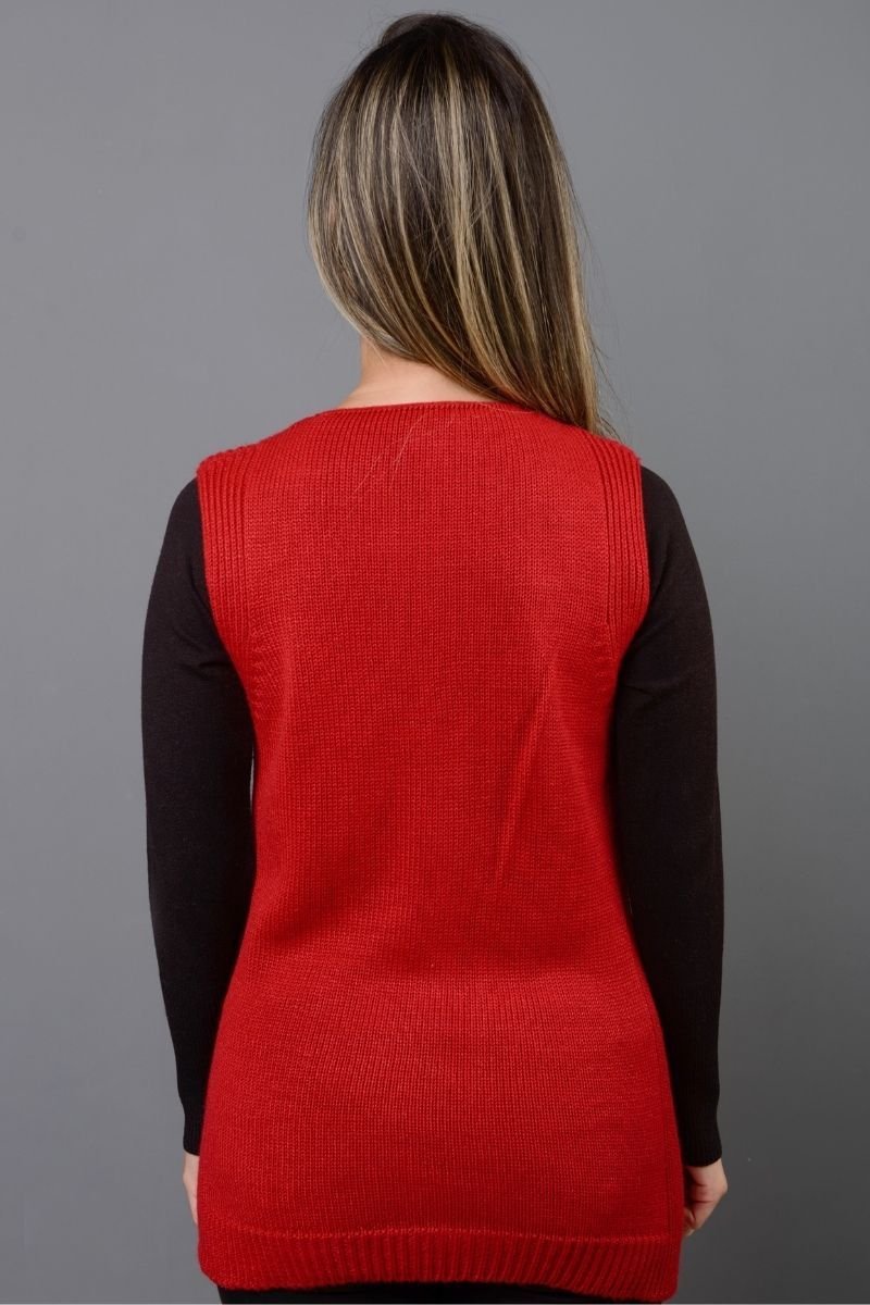 Colete Tricot Tranças com Botão