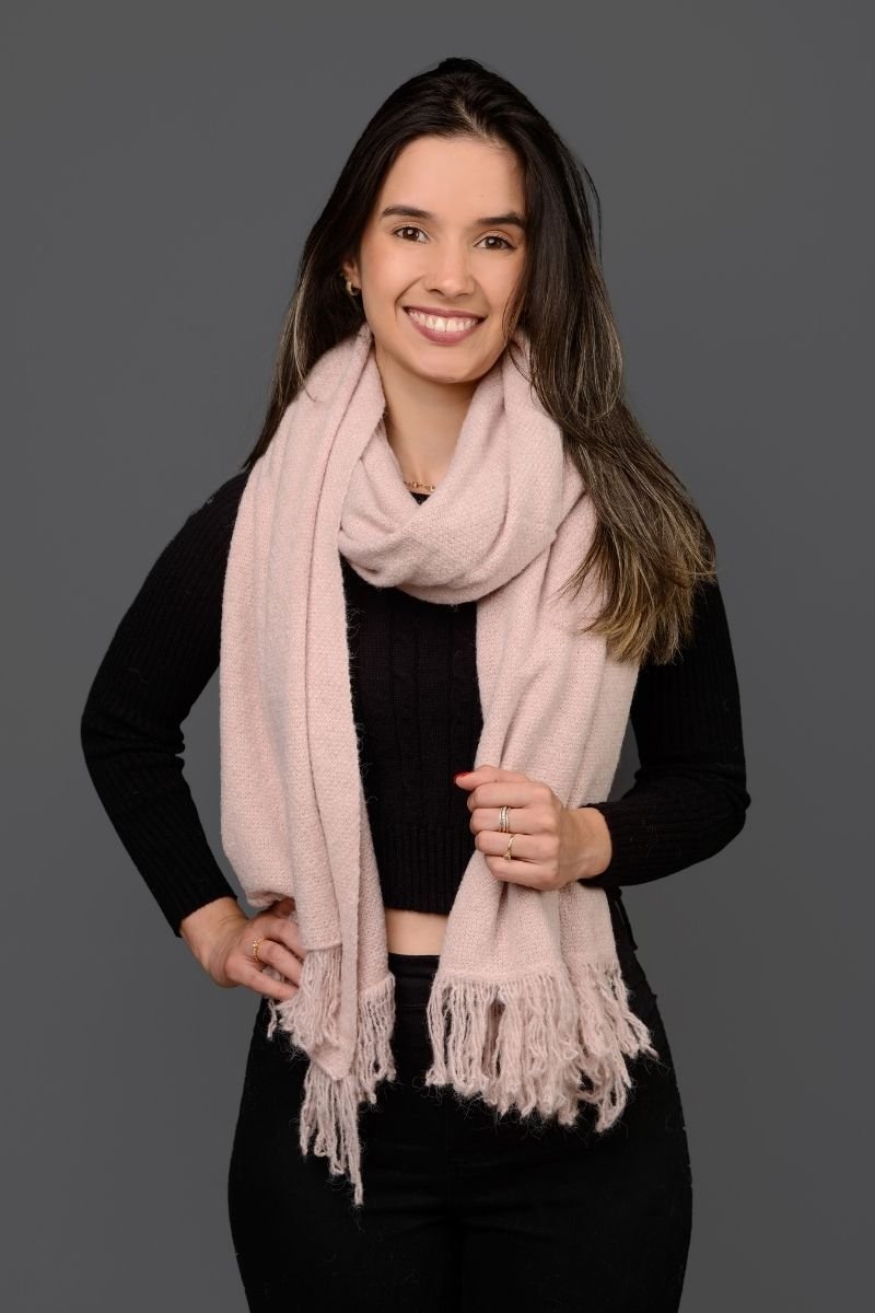 Manta / Cachecol Tricot Largo com Franjas