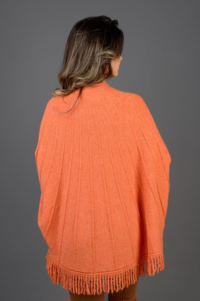 Poncho Tricot com Franjas