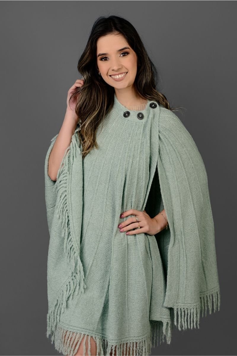 Poncho Tricot com Franjas