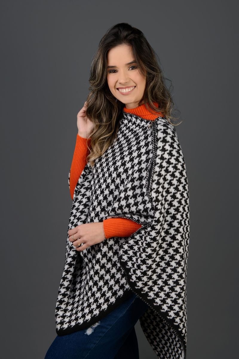Poncho Tricot com Ziper 3 em 1