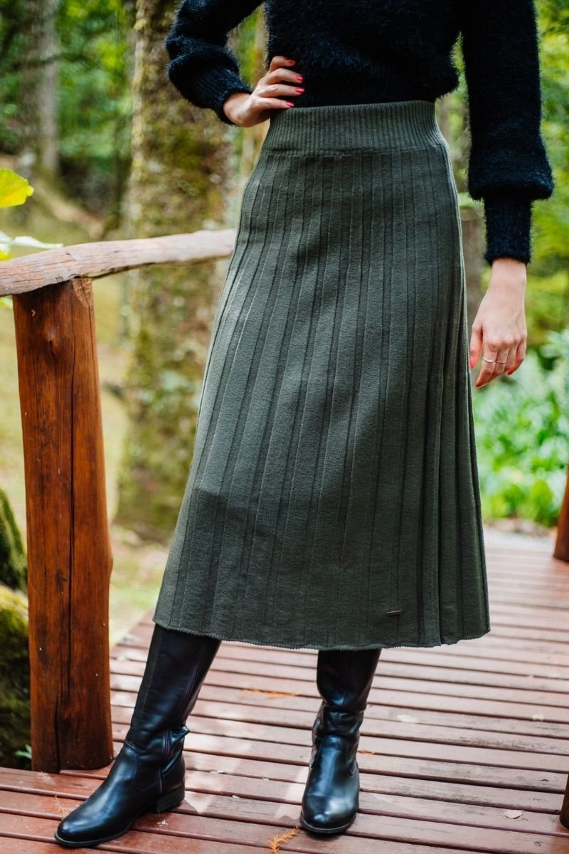 Saia Tricot Plissada