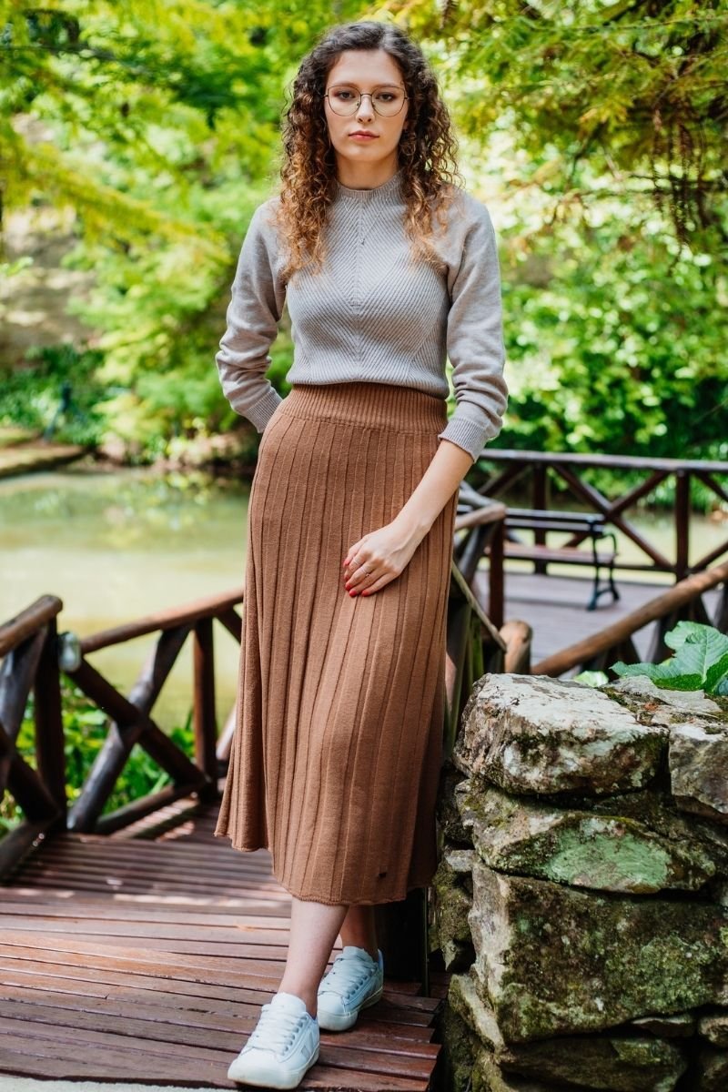 Saia Tricot Plissada