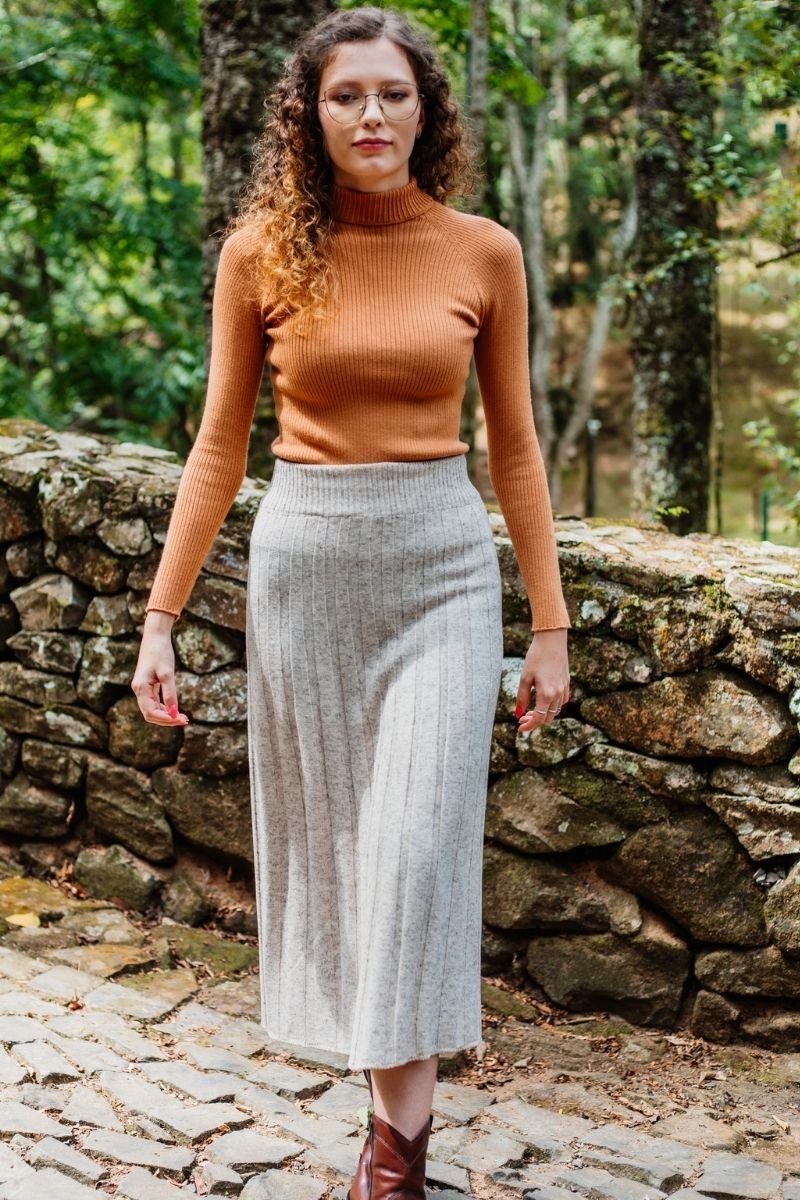 Saia Tricot Plissada