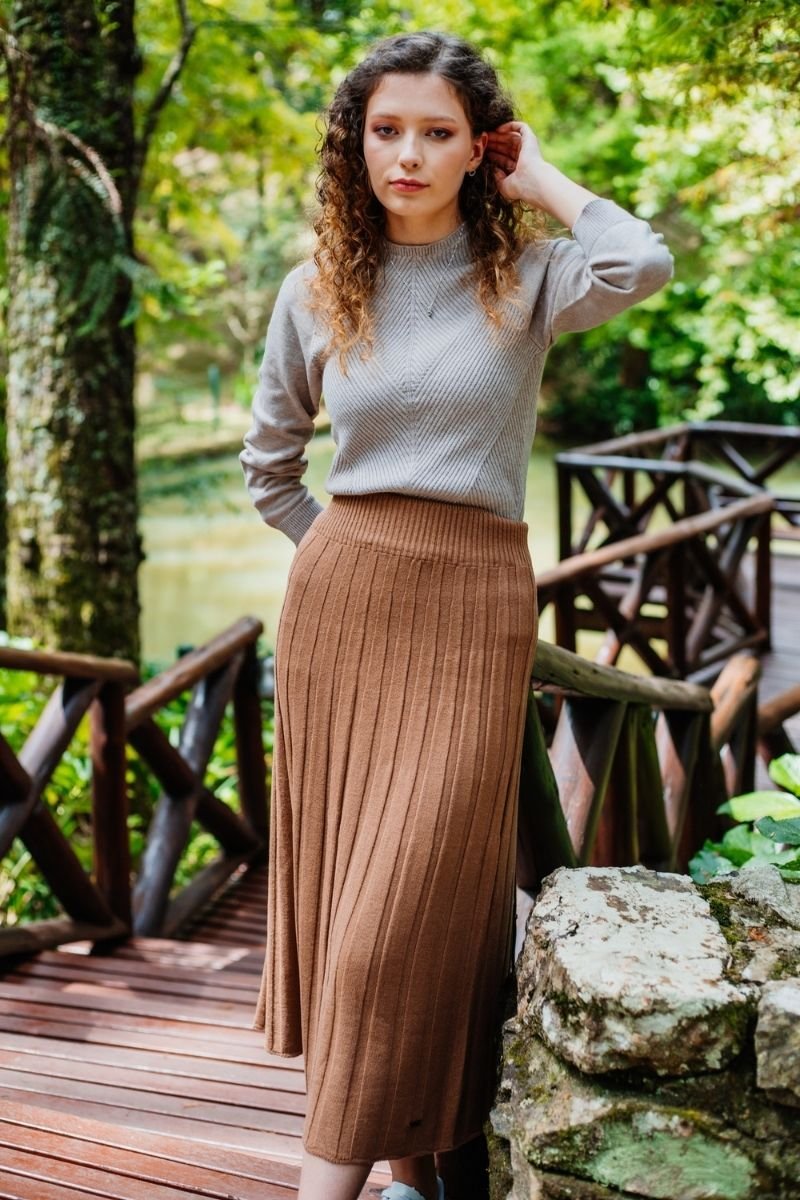 Saia Tricot Plissada