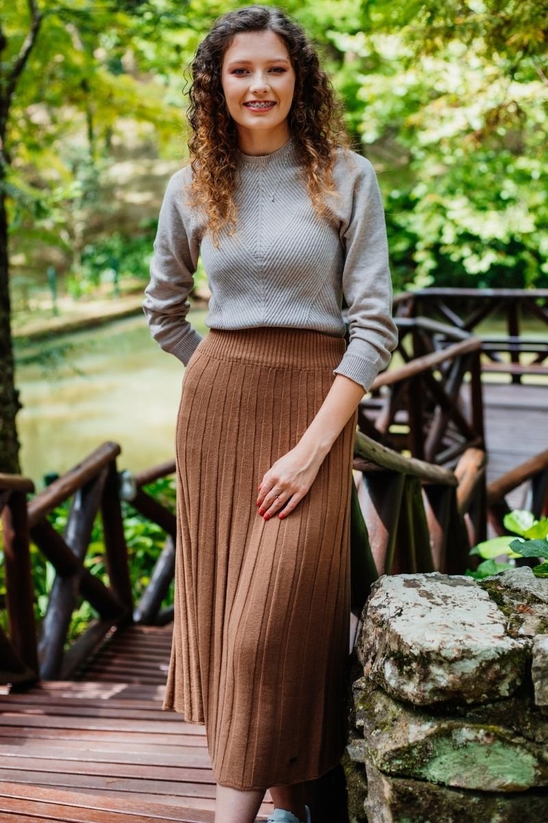 Saia Tricot Plissada